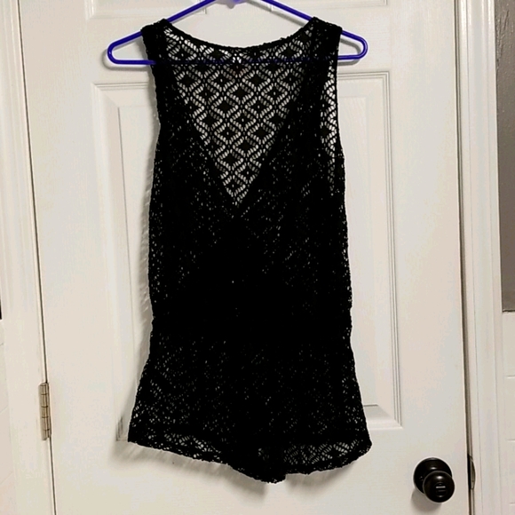 Black Swimsuit Romper Cover-Up - Picture 2 of 3